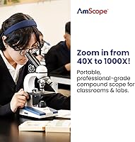 Vista 3 de Microscopio compuesto sin cuerdas con lentes y luz led AmScope m150 C-i 40x -1000x.