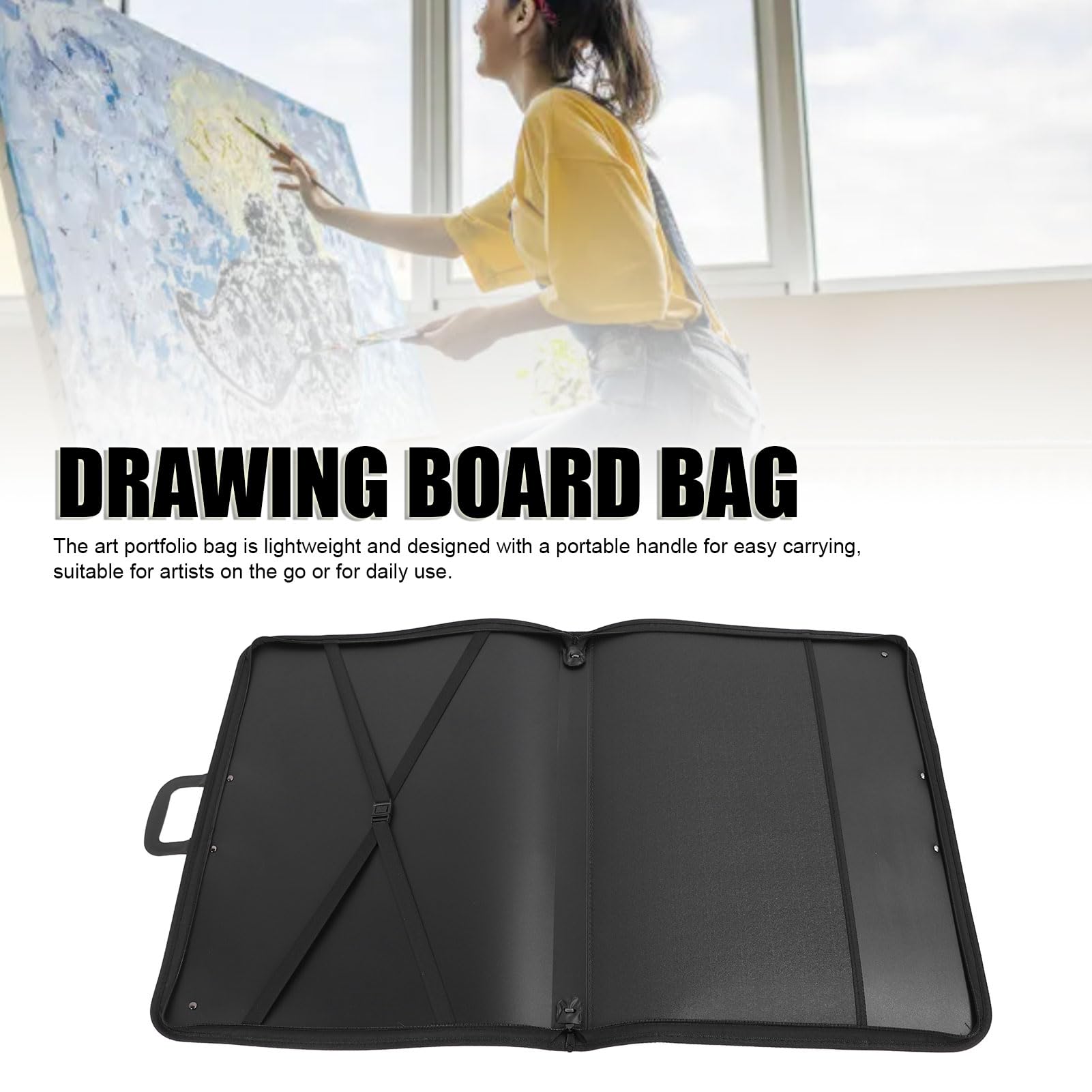 Demeras Borsa per Portfolio Artistico, Comoda Chiusura con Cerniera, Portaoggetti Leggero per Tavolo da Disegno in PVC per Designer, 45 X 62 Cm