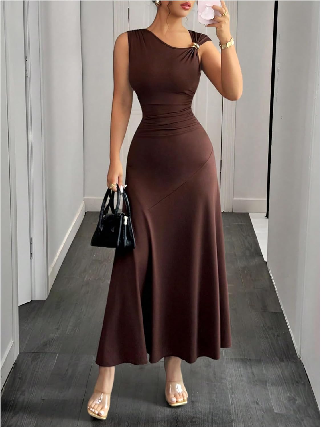 Floerns Women's Elegant Sleeveless Tank Dress Sleeveless Formal Wedding Guest A Line Long Dresses - Image 5