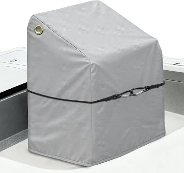 Boat Center Console Cover, 900D Heavy Duty Marine Grade Polyester Waterproof Center Console Cover for Boat with Windproof Elastic Strap, Gray, 40" L x 46" W x 45" H