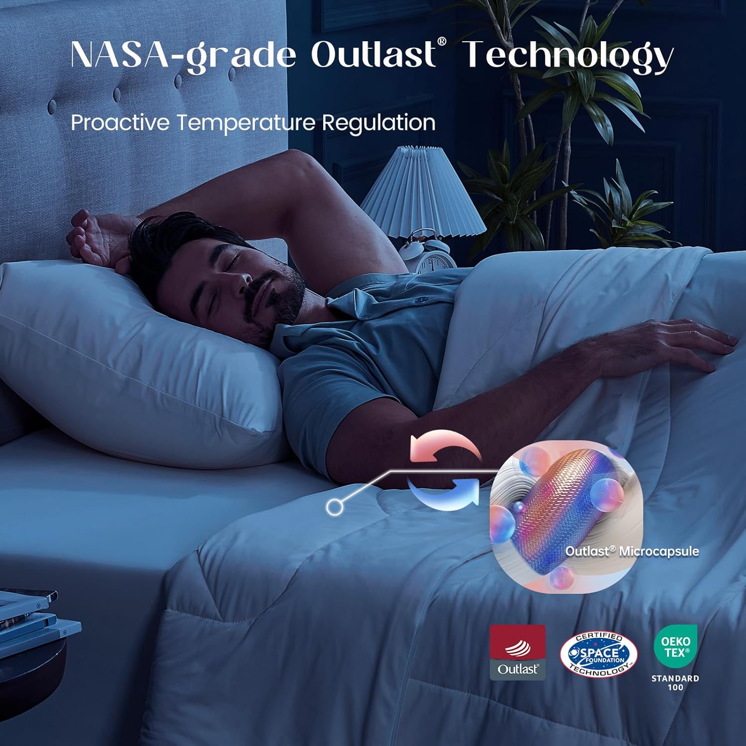 Dream Valley® Queen Comforter, Ultra-Soft & Cozy Down Alternative Comforter with NASA-Inspired Outlast® Technology, Temperature Regulating All-Season Lightweight Blanket, Ivory, 90"x90"