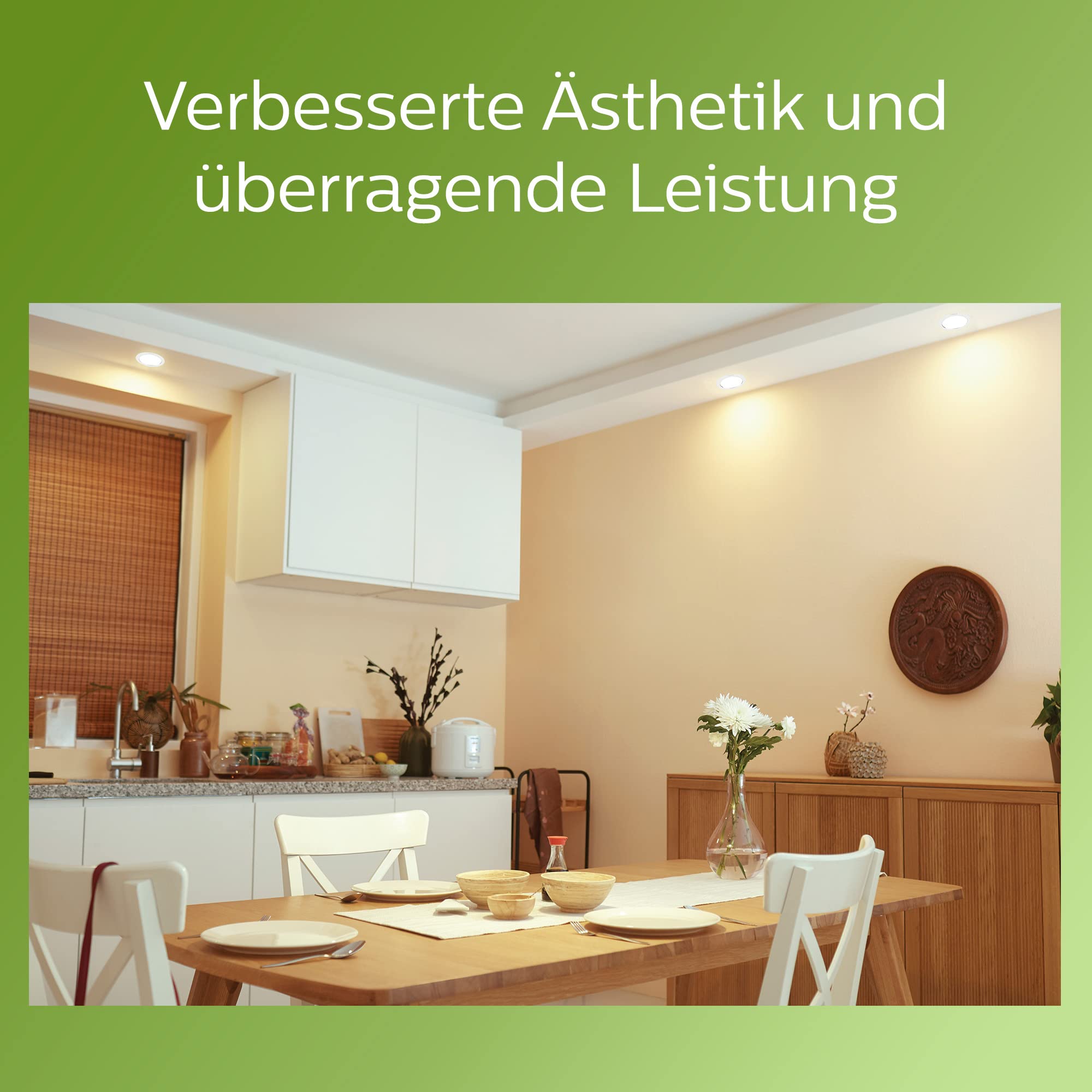 Philips ultraeffizienter Einbauspot (6,5 W), Downlight Deckenleuchte mit ø 150 mm & kaltweißem Licht, LED Beleuchtung mit Energieeffizienzklasse A, weiß