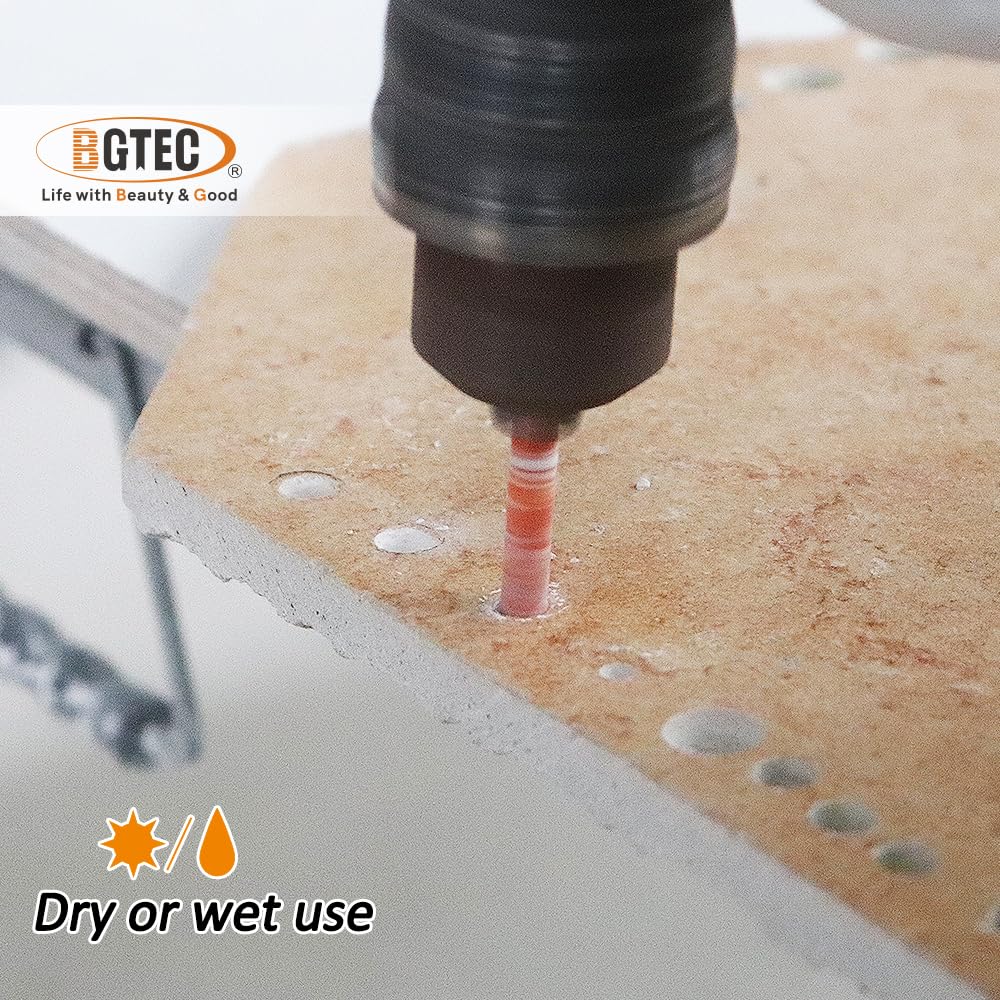 BGTEC Punte per piastrelle Punte diamantate，10 pezzi 6MM*4+8MM*2+10MM+12MM+14MM diamantate+6MM Punta in carburo per piastrelle di ceramica Gres porcellanato Marmo Granito