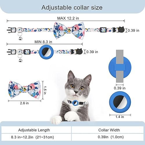 Miniatura 4 de Collar para gatos Airtag con campana, ajustable, con hebilla de seguridad y funda de silicona compatible con Apple Airtag con patrón geométrico para