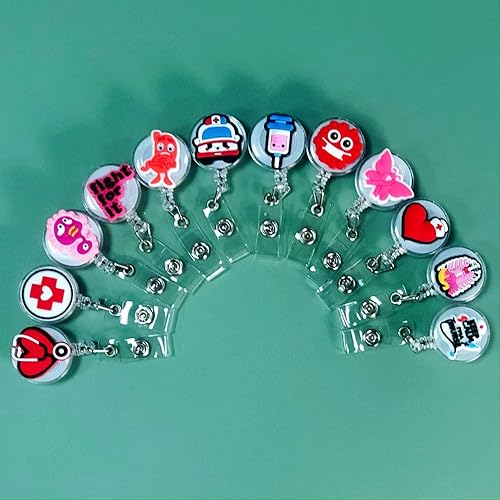 Miniatura 8 de YEALQUE Paquete de 30 portatarjetas retráctiles para identificación de enfermería, clips lindos para médicos, médicos, salud, hospital, oficina,