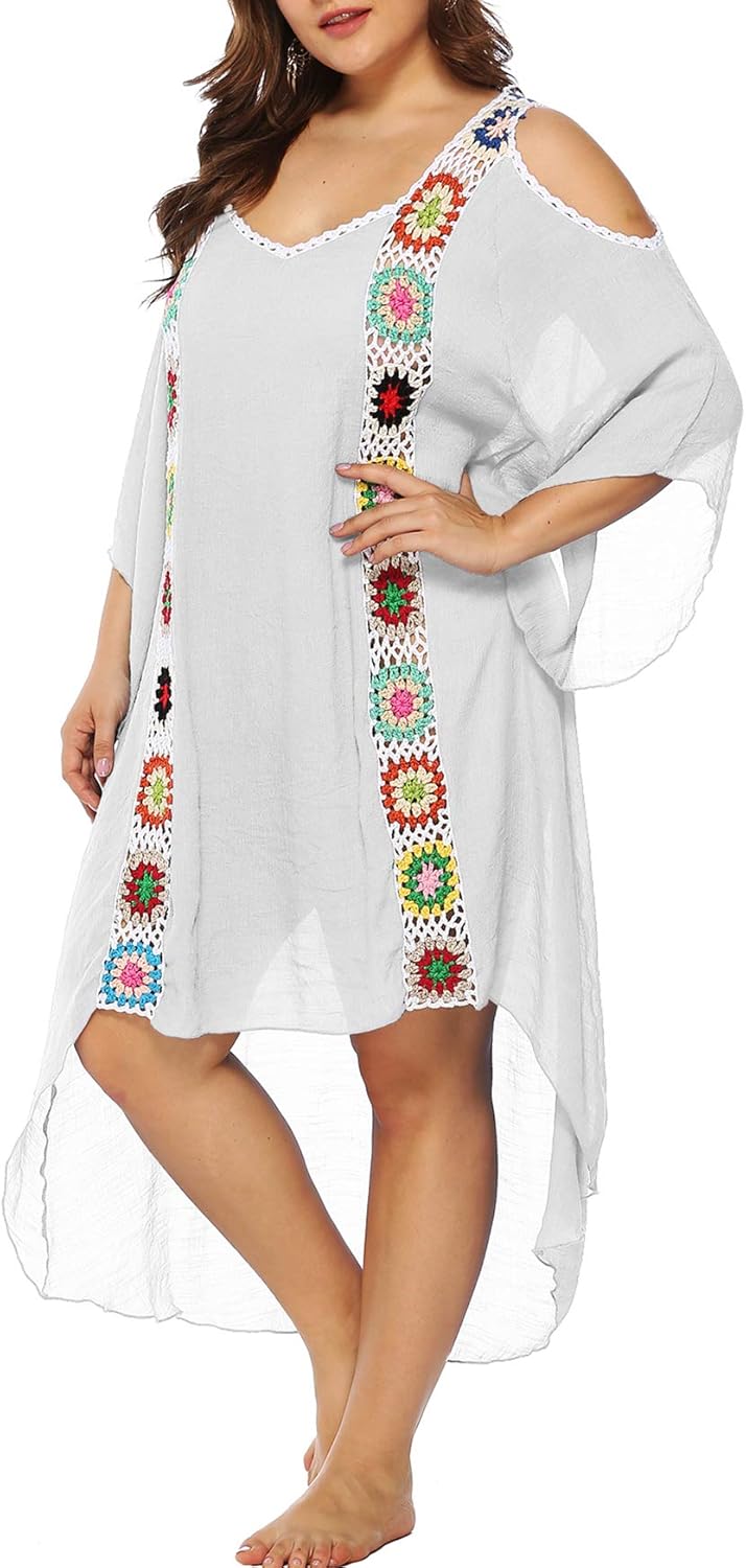 Chrisuno Women's Plus Size Bathing Suit Cover Ups Swimsuit Coverups Dress Soft Crochet Bikini Beach Skirt - Image 2