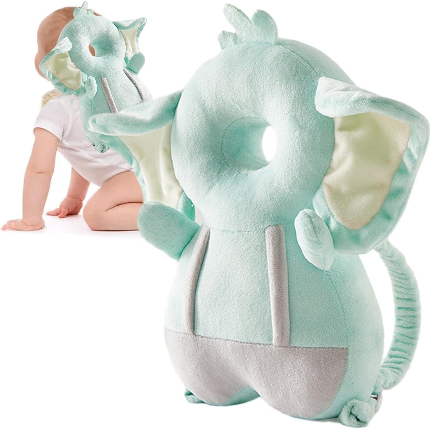 FUNLOV Baby Head Protector Backpack, Toddler Walking Head Protection for Falling & Crawling, Adjustable Head Protector Pad Safety Cushion for Girls Boys 1 Years Old Up (Elephant 2)