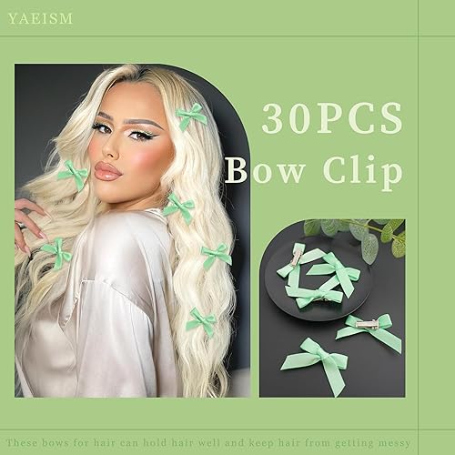 Vista 121 de 30 piezas de pinzas para el cabello con lazo de raso rosa, accesorios para el cabello con lazo de raso mini, lindos lazos para el cabello, barretas