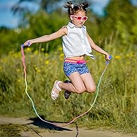 Vista 4 de Cuerda de saltar para niños, juego de 12 cuerdas de saltar arcoíris, cuerda de saltar ajustable de 7.2 pies, cuerdas de saltar duraderas con asas