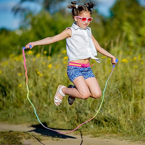 Miniatura 4 de Cuerda de saltar para niños, juego de 20 cuerdas de saltar arcoíris, cuerda de saltar ajustable de 7.2 pies, cuerdas de saltar duraderas con asas de