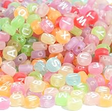 HERZONE 1000pcs Acrylic Alphabet Beads Pull On Beads Mixed A to Z Beads for DIY Jewelry Necklace Bracelet Keyrings Making, Color B