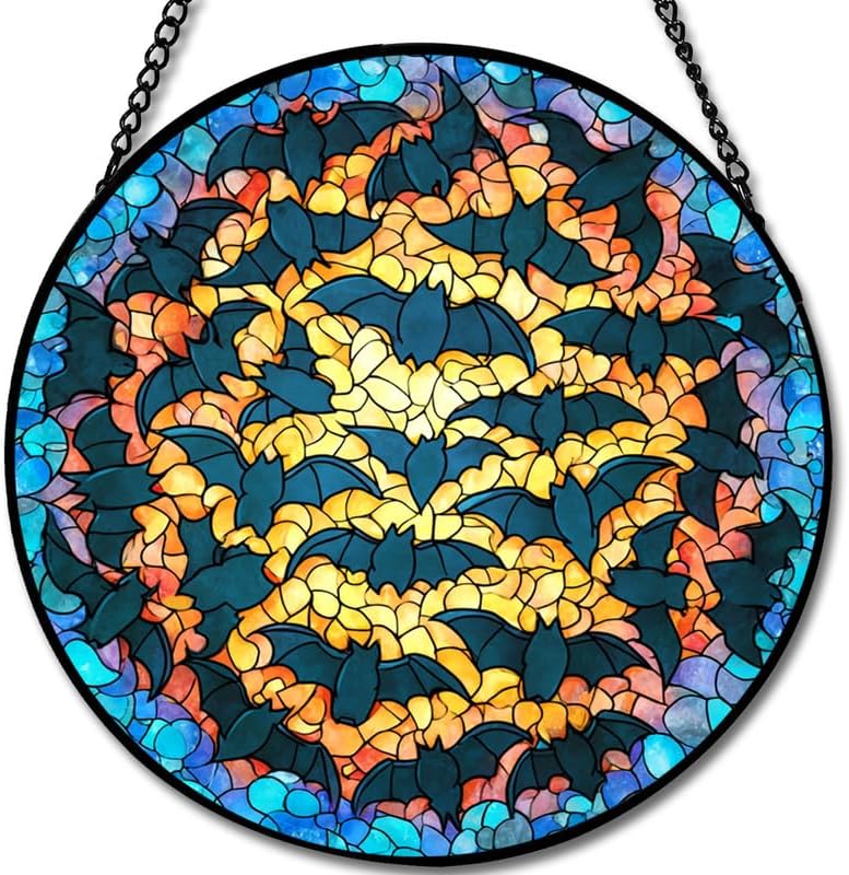 Desert Cactus Stained Glass Window Hanging - Sun Catchers Indoor Window Stained Glass Panels Wall Decor for Mom，Wife，Lovers -358