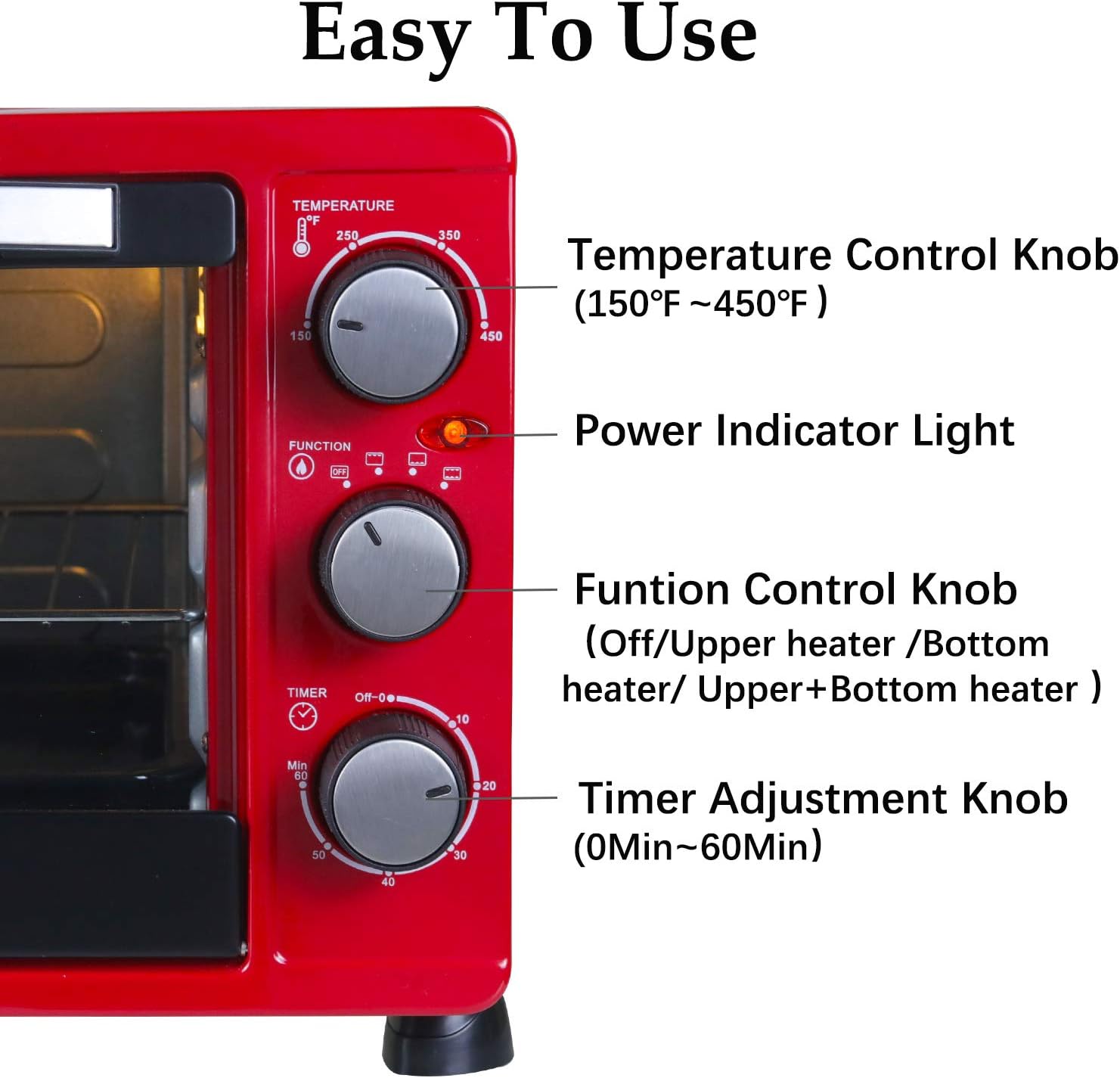 Luby Convection Toaster Oven with Timer, Toast, Broil Settings, Includes Baking Pan, Rack and Crumb Tray, 6-Slice, Red: Kitchen & Dining