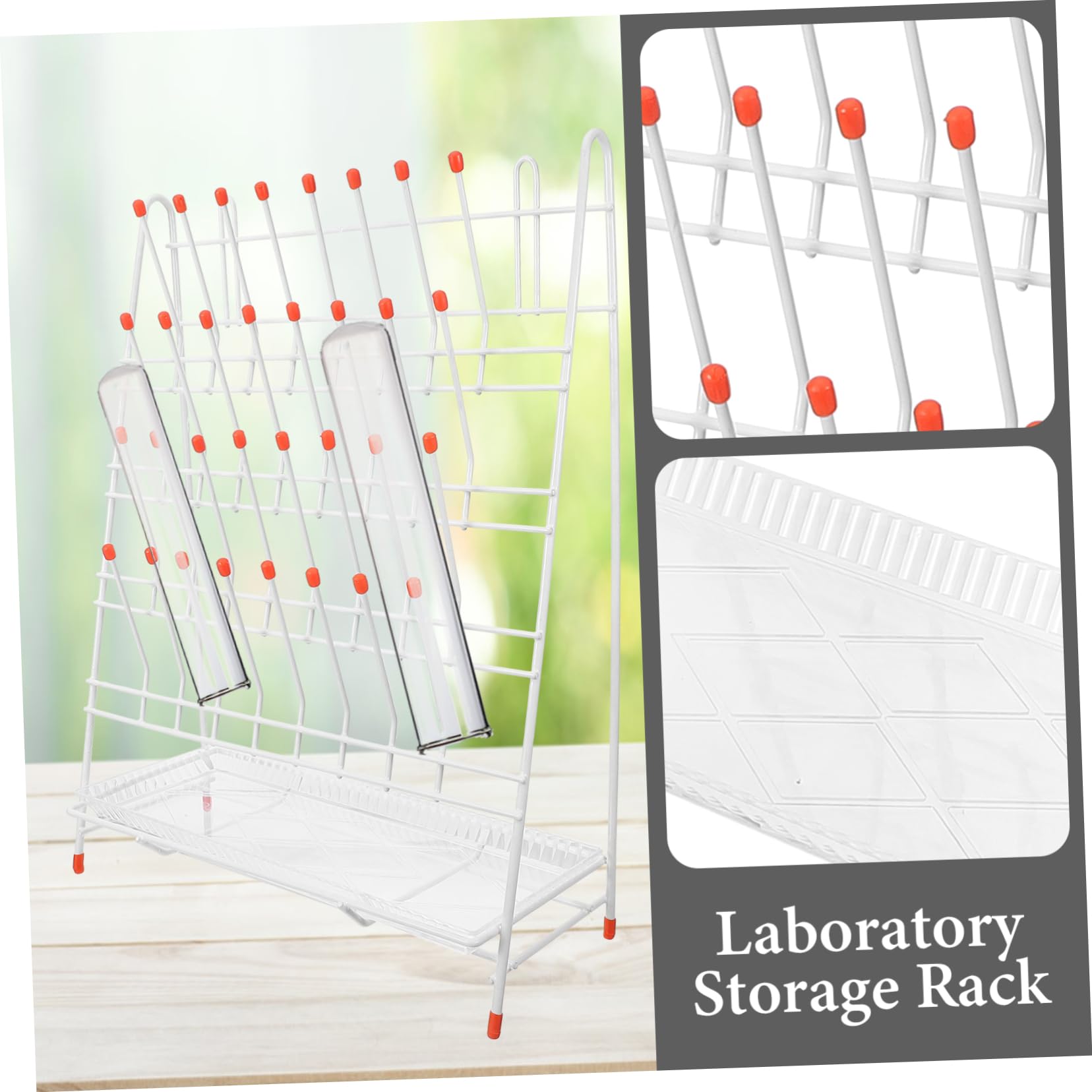 Eisen Flaschentrockenständer 32-Punkt Design Anti Rutsch Pads Laborgestell Abtropf Flasche Drying Rack Weiß
