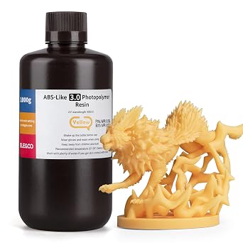 ELEGOO ABS-Like 3.0 3D Printer Resin 405 nm UV-Curing Photopolymer Resin for MSLA/LCD/DLP 3D Printer Improved Strength and Toughness High Precision Low Viscosity 1000 g Yellow