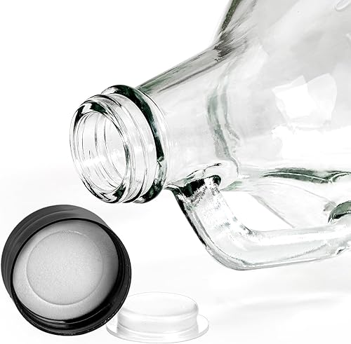 Vista 6 de ZEAYEA Paquete de 3 Growlers de vidrio, jarra de vidrio transparente de 64 onzas, jarras de medio galón con tapa de sello y asa para cerveza