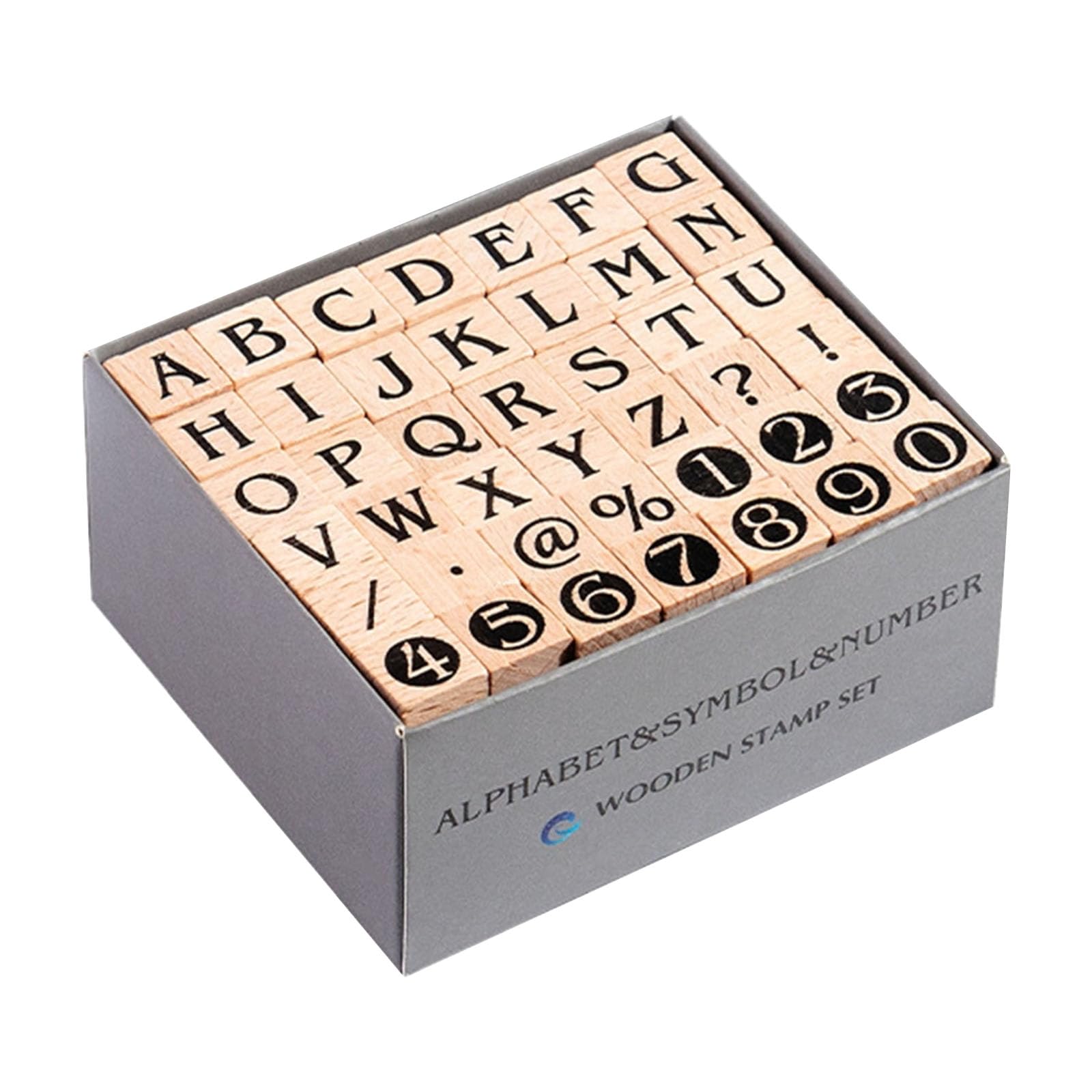 Tsophreniq 42Pcs Wood Craft Stamp Letter Number Wood Scrapbooking Decorative for Scrapbooking Journal Planner Notebook Craft