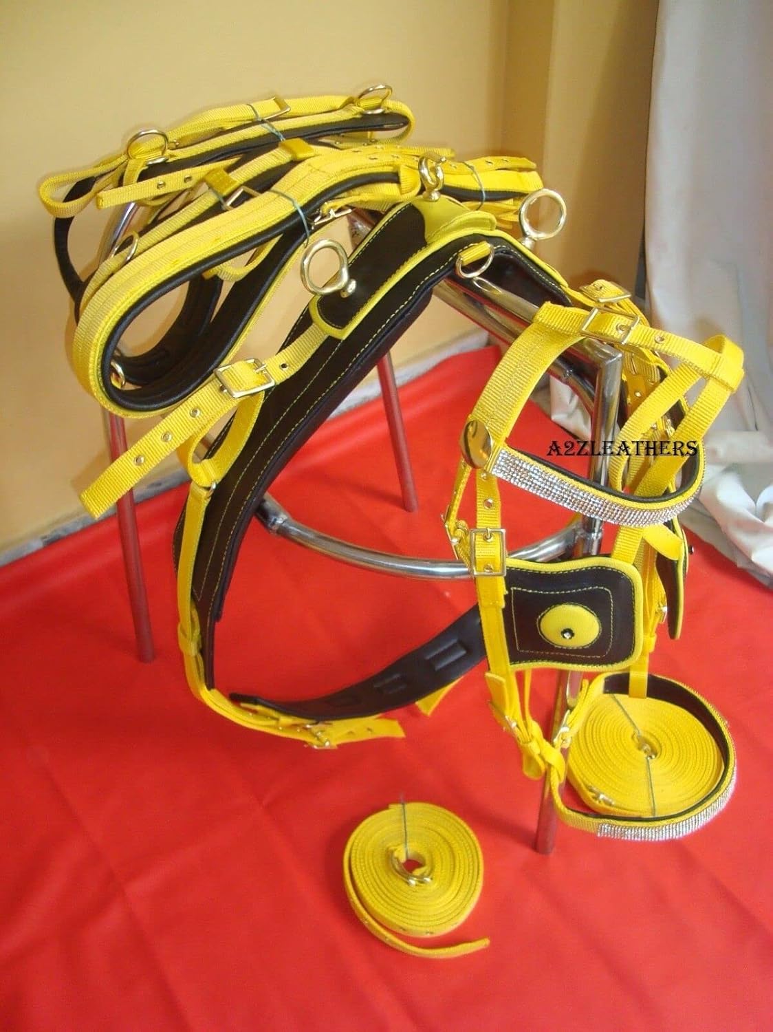 Exclusive Yellow/Black Synthetic Nylon Driving Harnes For Single Horse in 4 Size