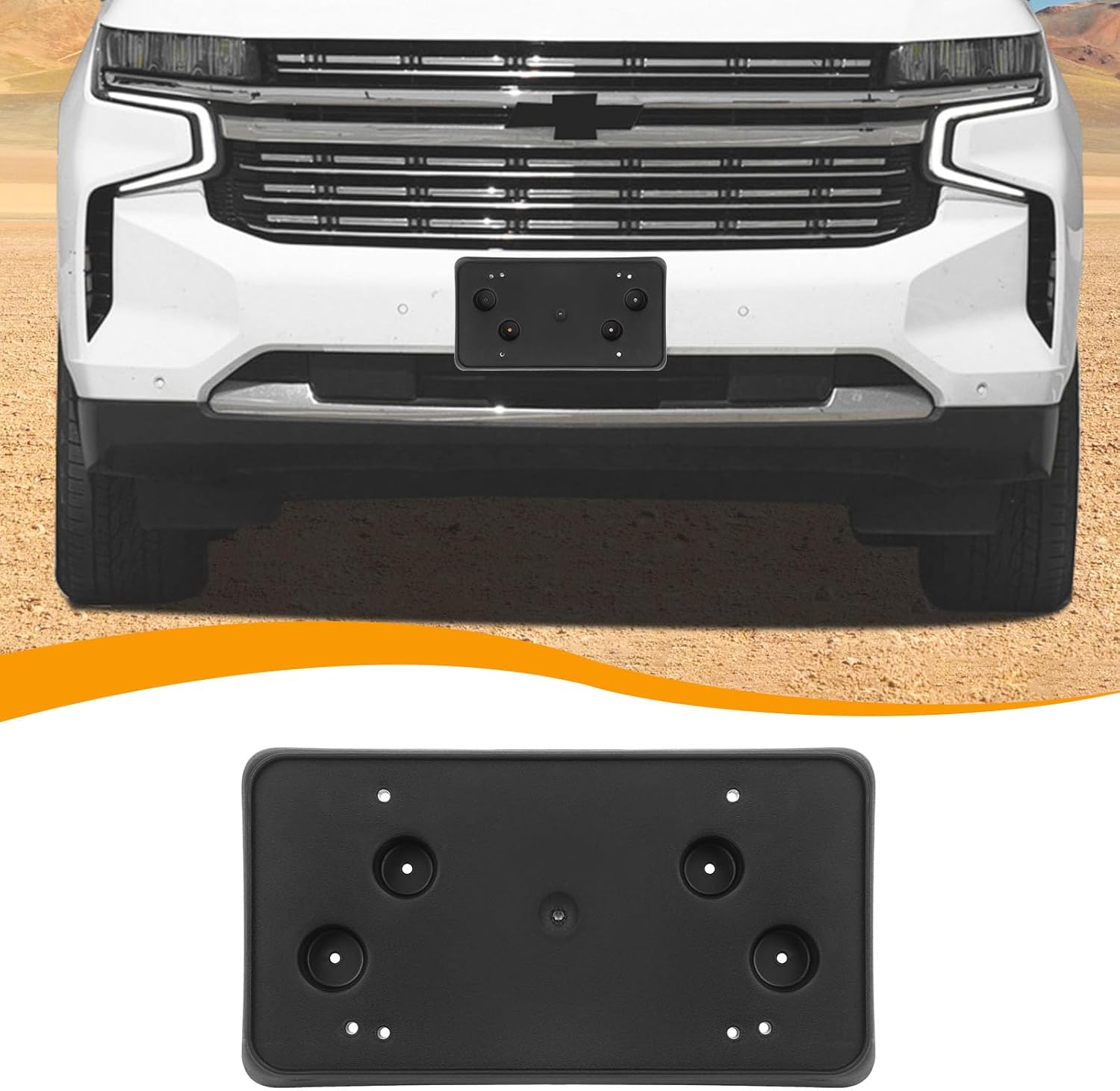 Hoolcar Front License Plate Frame Compatible with Chevy Chevrolet Suburban Tahoe 2020 2021 2022 2023 2024 Car License Plate Mounting Bracket Holder, Black