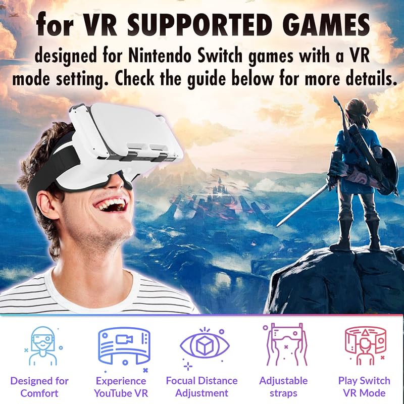 Orzly VR Headset Nintendo Switch és OLED Konzolhoz - Állítható Lencsés Virtuális Játékélmény - Labo VR Kompatibilis - Fehér Ajándékdobozos K