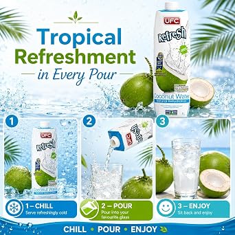 UFC Coconut Water 1 Litre – Pure Coconut Water Drink | Natural Refreshing Beverage | Ready to Drink | No Added Sugar (Pack of 1)