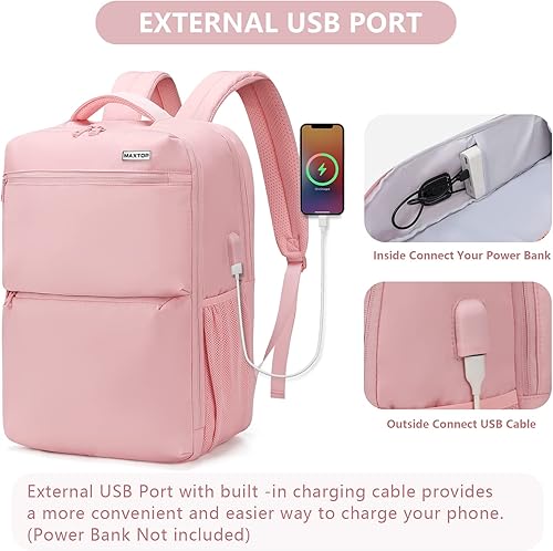 Miniatura 3 de MAXTOP Mochila para computadora portátil de almacenamiento profundo con puerto de carga USB, resistente al agua, bolsa de libros para computadora