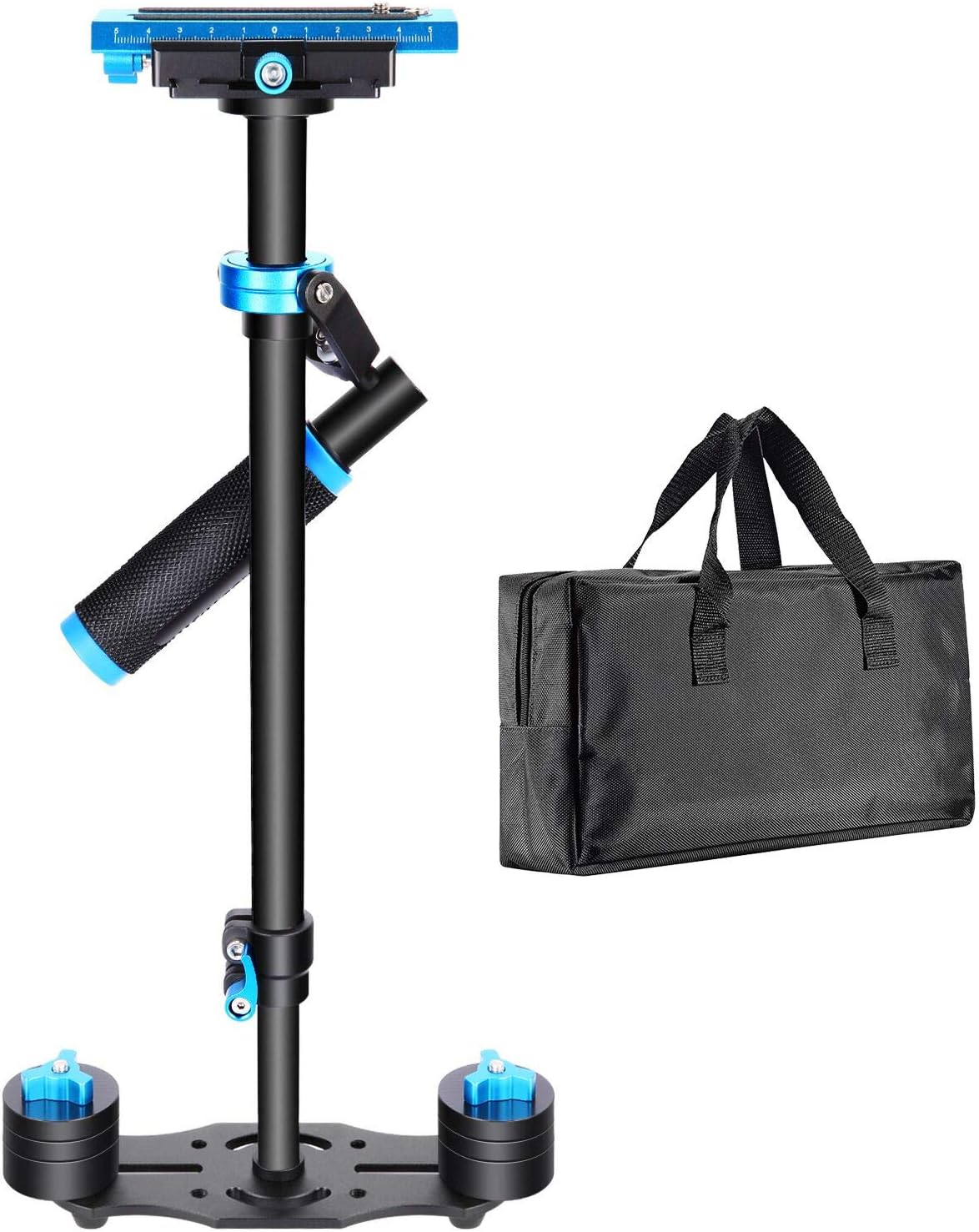 Neewer Aluminium Alloy 24 inches/60 Centimeters Handheld Stabilizer with 1/4 3/8 inch Screw Quick Shoe Plate for Canon Nikon Sony Other DSLR Camera Video DV up to 6.6 pounds/3 kilograms(Black+Blue)
