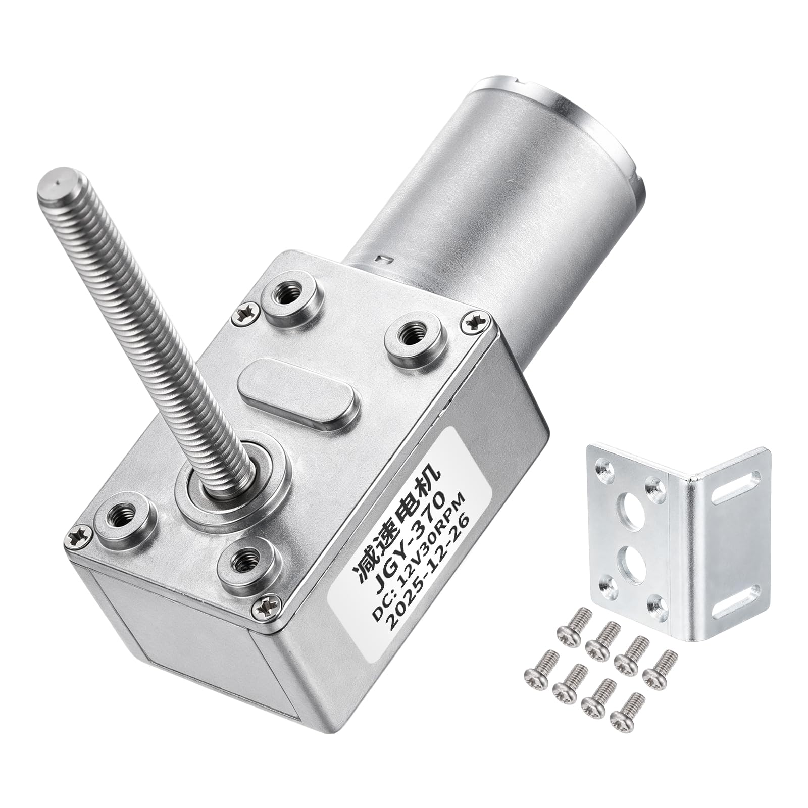 Motorreductor de engranaje helicoidal de 12 V CC y eje roscado M6 7