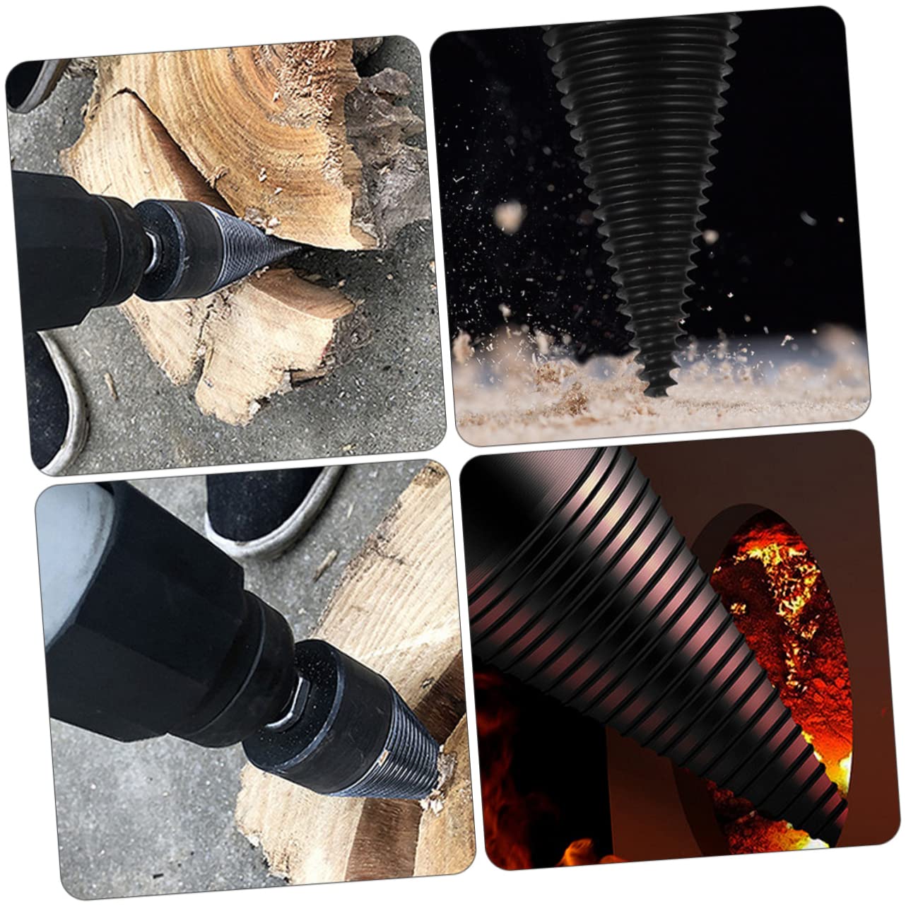 Punta per Spaccare Legna da Ardere in Acciaio, 50mm, Scanalatura Antiscivolo, per Trapano, per Legno Tenero e Hickory