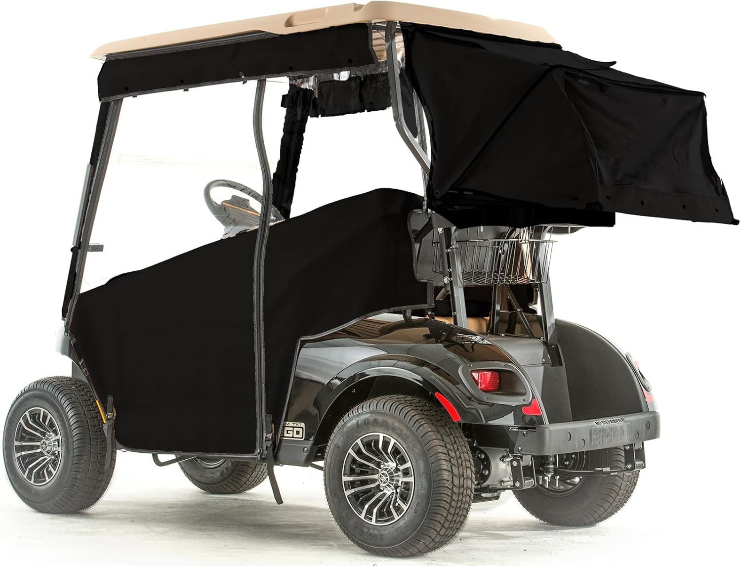 Pro-Touring Golf Cart Enclosure for EZGO TXT48 Golf Carts - Black - with Bag Cover