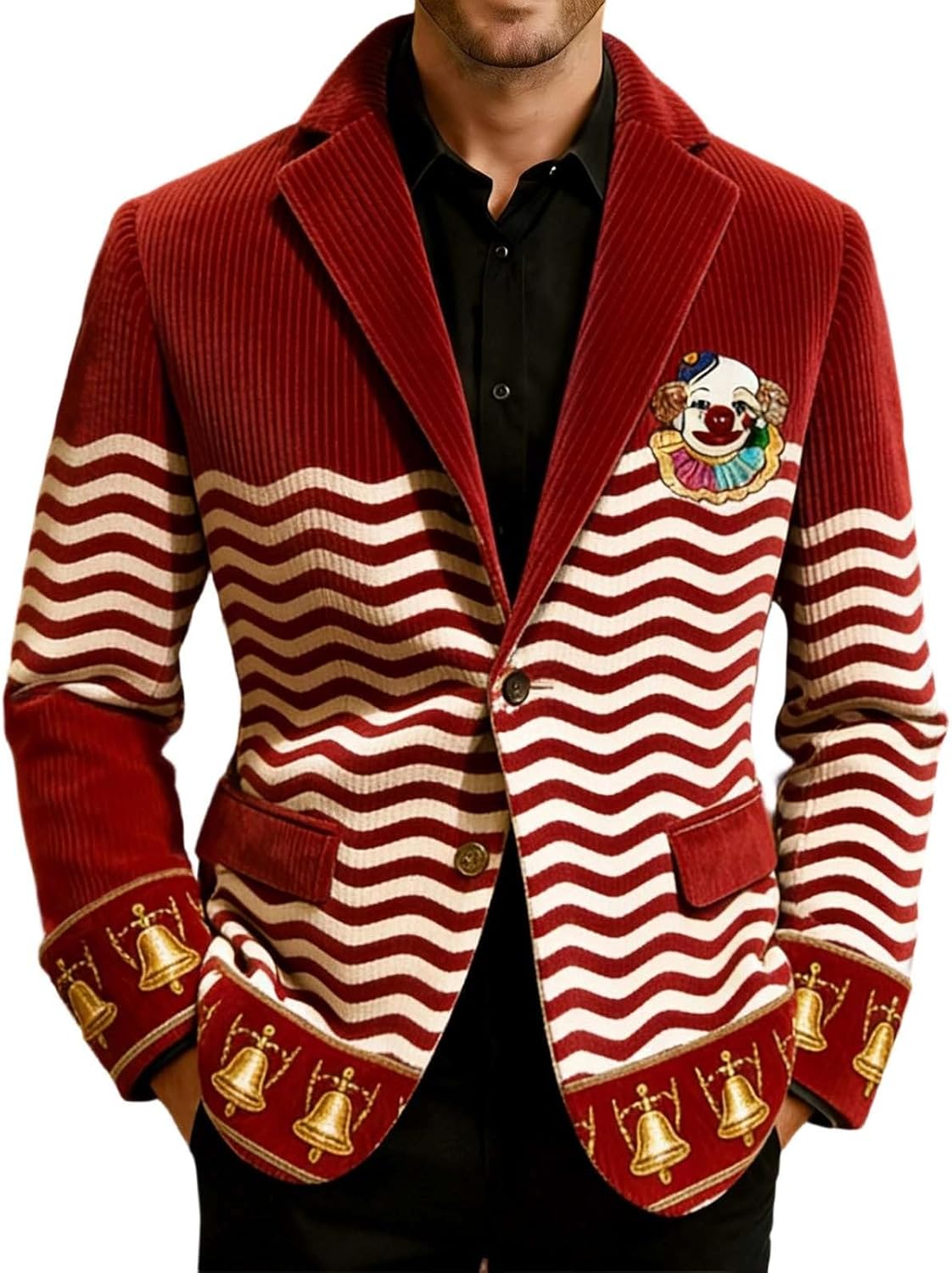 Corduroy colbert voor heren, carnavalskostuum, clown
