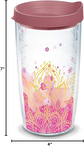 Miniatura 9 de Tervis Vaso aislado de doble pared hecho en Estados Unidos con aislamiento de flor de loto de yoga mantiene las bebidas frías y calientes, 16 onzas,