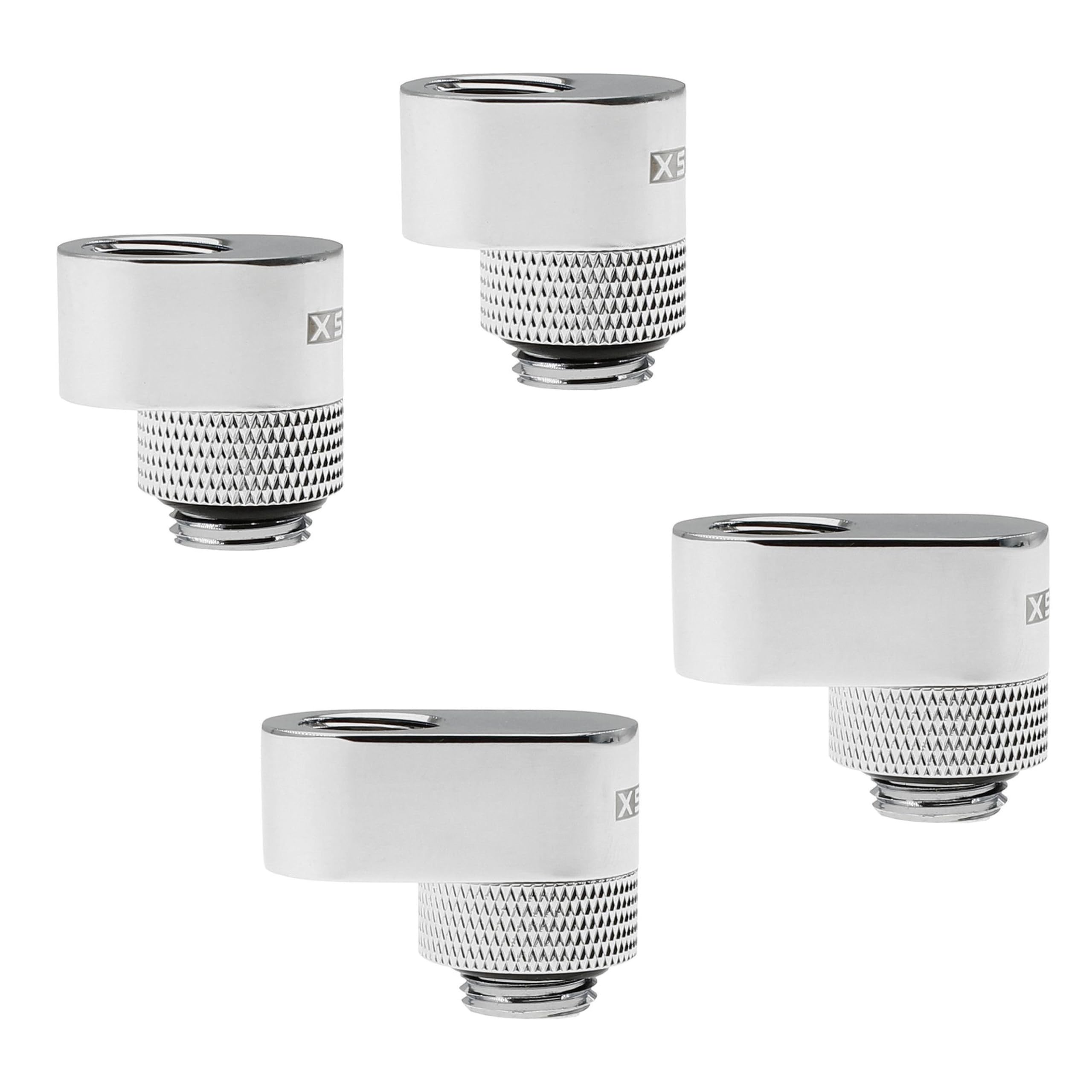 XSPC G1/4" Rotary 7mm (2-Pack) and 14mm (2-Pack) Offset Adapter Fitting Set, Chrome