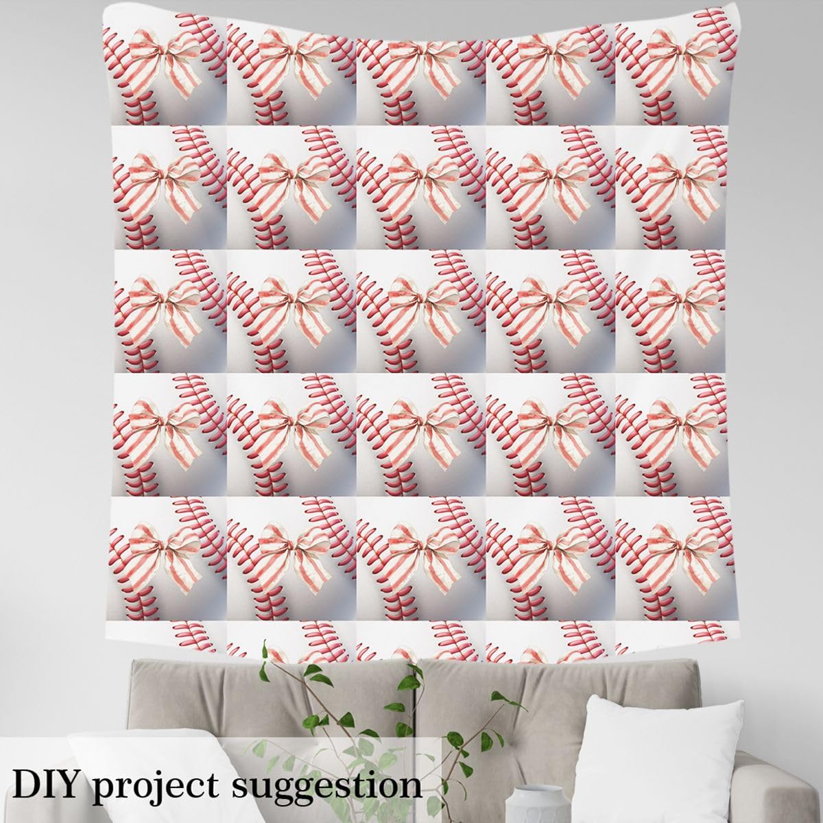 Baseball Bow Fabric by The Yard 1 Yard Kids Baseball Gaming Upholstery Fabric for Chairs for Boys Girls Sports Game for Home DIY Projects, Indoor Decor Microfiber Coquette Bow Soft Flannel image 3