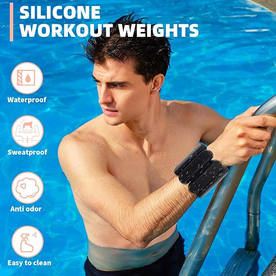 YOVKOK Adjustable Ankle Weights for Women Men,Wrist Weights set for Walking Running,1 Pair (1Lbs Each) Silicone Workout Weights for gym fitness, Jogging,yoga,pilates,strength training,physical therapy