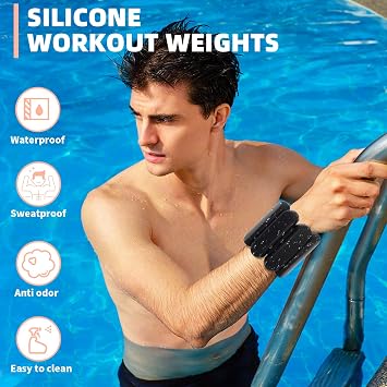 YOVKOK Adjustable Ankle Weights for Women Men,Wrist Weights set for Walking Running,1 Pair (1Lbs Each) Silicone Workout Weights for gym fitness, Jogging,yoga,pilates,strength training,physical therapy