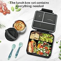 Vista 3 de Bento Lunch Box Set for Kids with 8oz Soup Thermo, Leak-Proof Lunch Containers with 4 Compartment, Kids Thermo Hot Food Jar and Insulated Lunch Bag