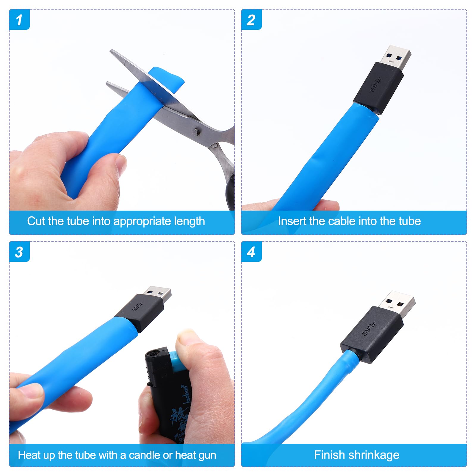 Guaina termorestringente, diametro interno 1/24", lunghezza 75,9 m, rapporto 2:1, poliolefina, guaina termorestringente per isolamento dei cavi elettrici, gestione dei cavi, nero