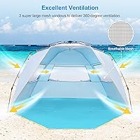 Vista 7 de WolfWise - Tienda de campaña para playa fácil de instalar con UPF 50 + paraguas portátil instantáneo con porche extendido con cremallera, para 4