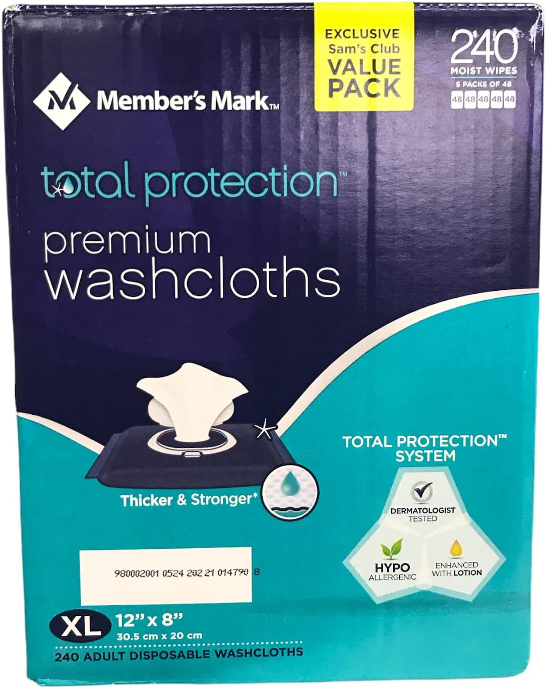 Member's Mark Adult Washcloths (240 ct.) 5 Packs of 48