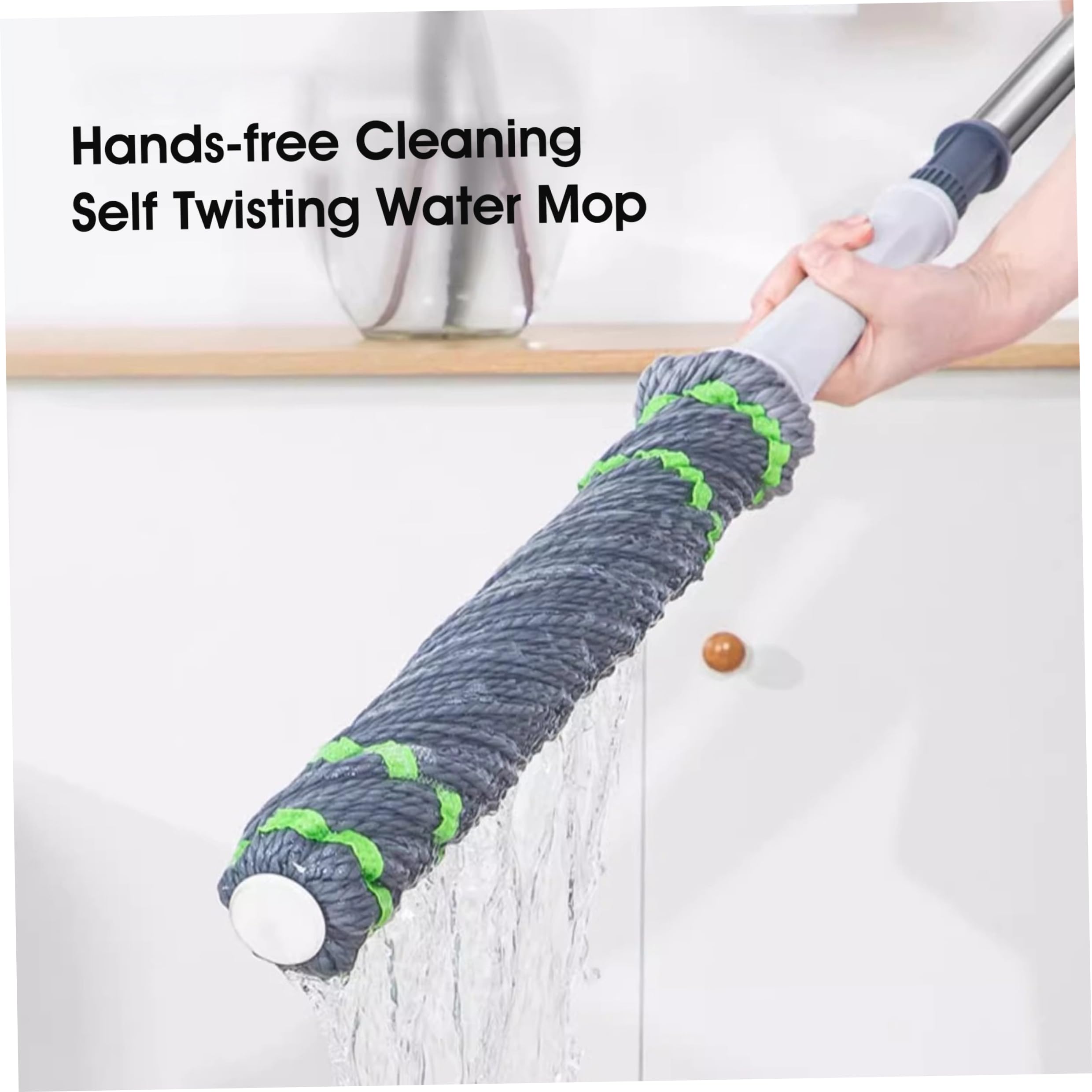 Trapeador Autoescurrido - Trapeadores Giratorios con Cabezal de Fibra de Algodón de 66 Cm para Limpieza de Pisos, Mango de Acero Inoxidable, Uso Húmedo/Seco, Trapeador Fácil de Escurrir