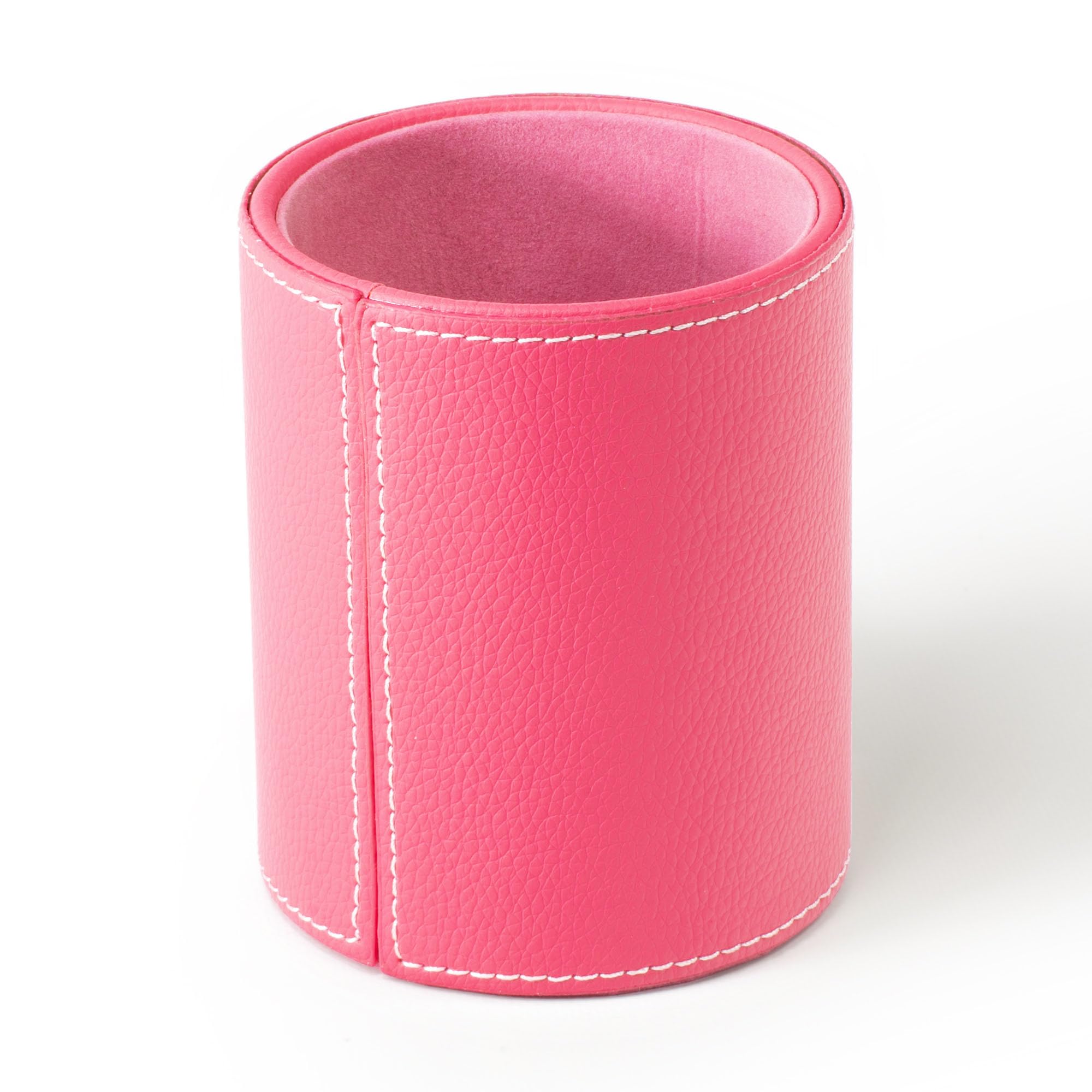 Osco Faux Leather Pen Pot, Desk Pencil Holder with Wipe-Clean Finish, Compact Round Desk Organizer for Pens, Pencils & Brushes, 10.5cm H x 8.7cm Dia, Fuschia Pink โ image 1