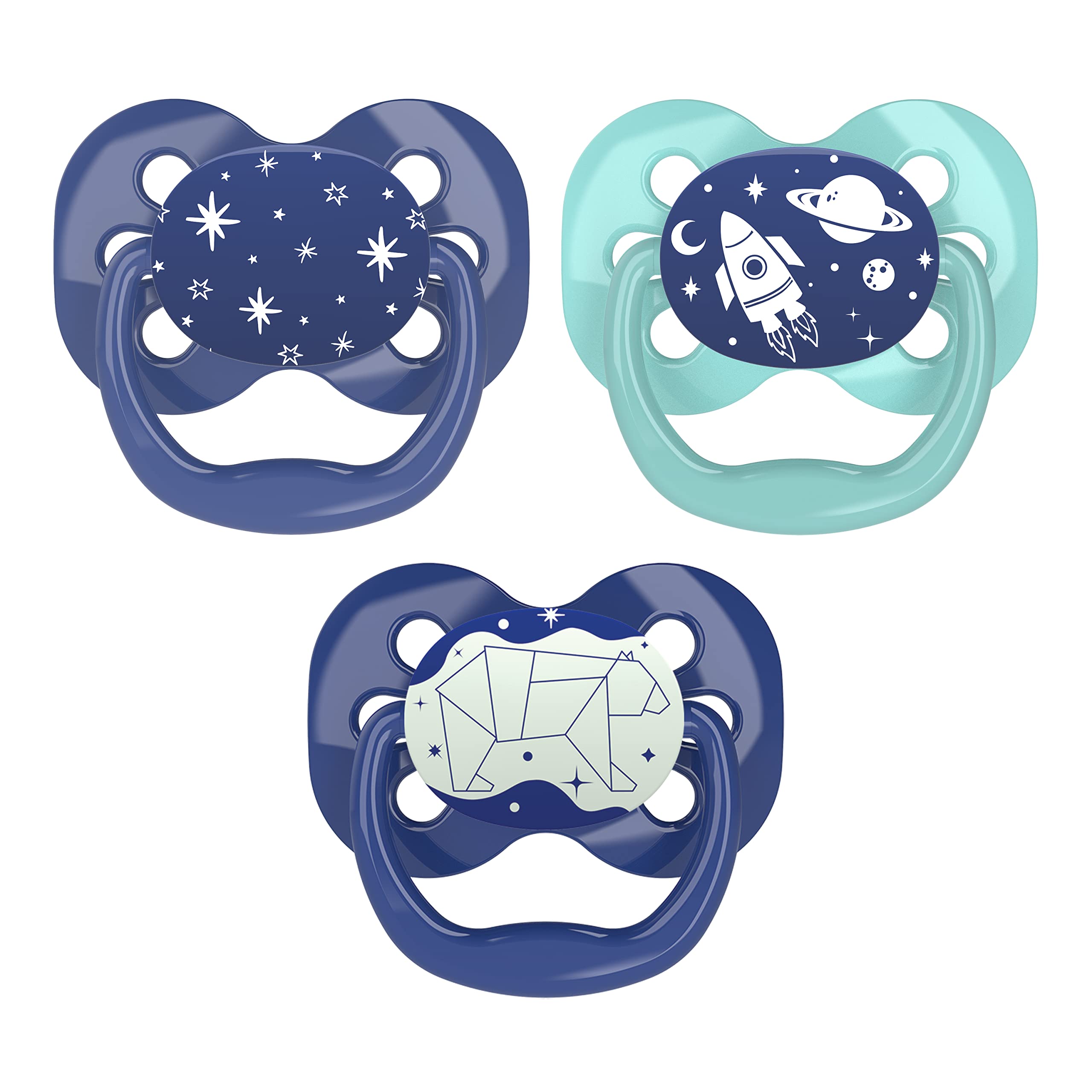 Advantage Baby Pacifiers, Glow in The Dark, Stage 1, 3Count, Blue