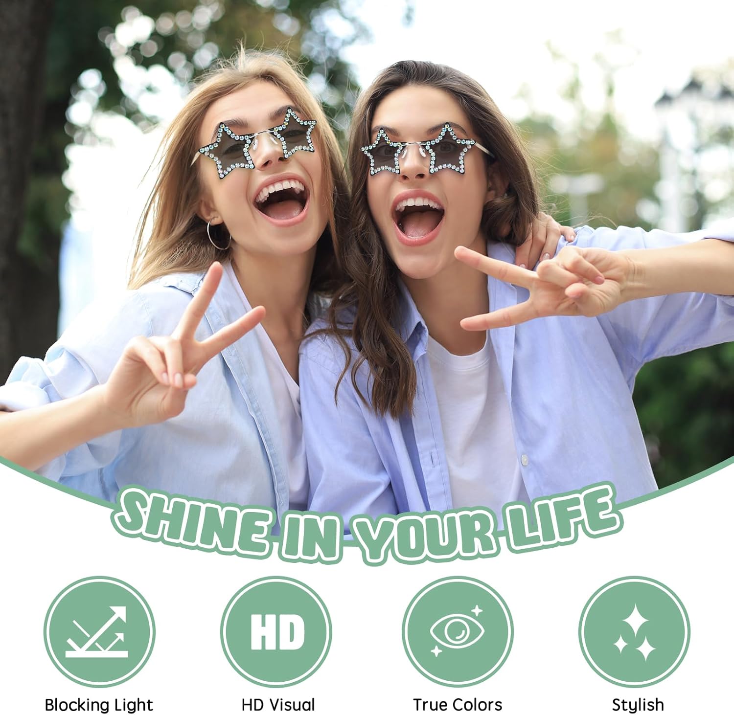 Rimless Star Shape Sunglasses Fashion Glasses Women Men Party Christmas Cosplay Glasses Pentagram Sunglasses - Image 5