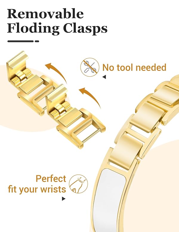 Gold Slim Watch Bands Women 20mm Compatible with Samsung Galaxy Watch 7/6/5/4/Active 2/4 Classic/6 Classic/5 Pro/FE 40mm 42mm 43mm 44mm 45mm 46mm 47mm, Jewelry Dressy Cute Bracelet Metal Strap by Newlibery - Used condition - Image 5