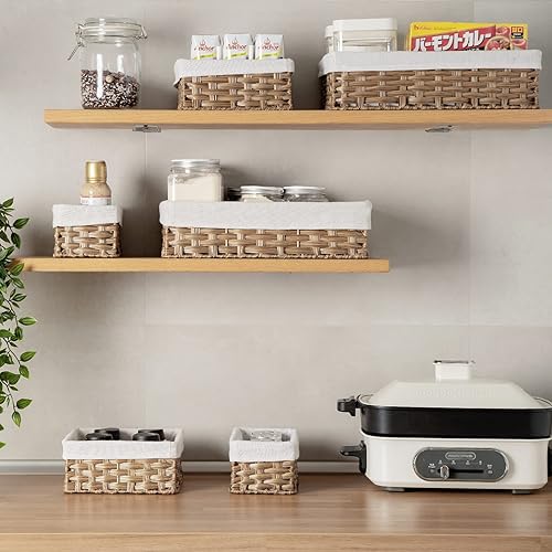 Miniatura 6 de FairyHaus Cestas de jacinto de agua y cestas de mimbre de plástico con forro