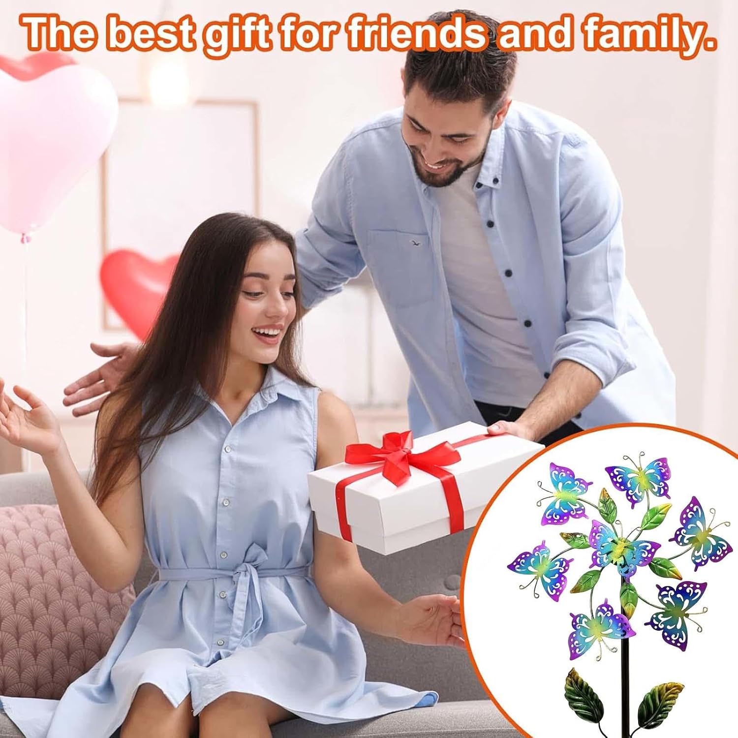 Yard Spinners, 117cm/46inch Garden Wind Spinners 360° Metal Windmills, Garden Wind Spinners Decor Gifts for Family Friends,A（2Packs）