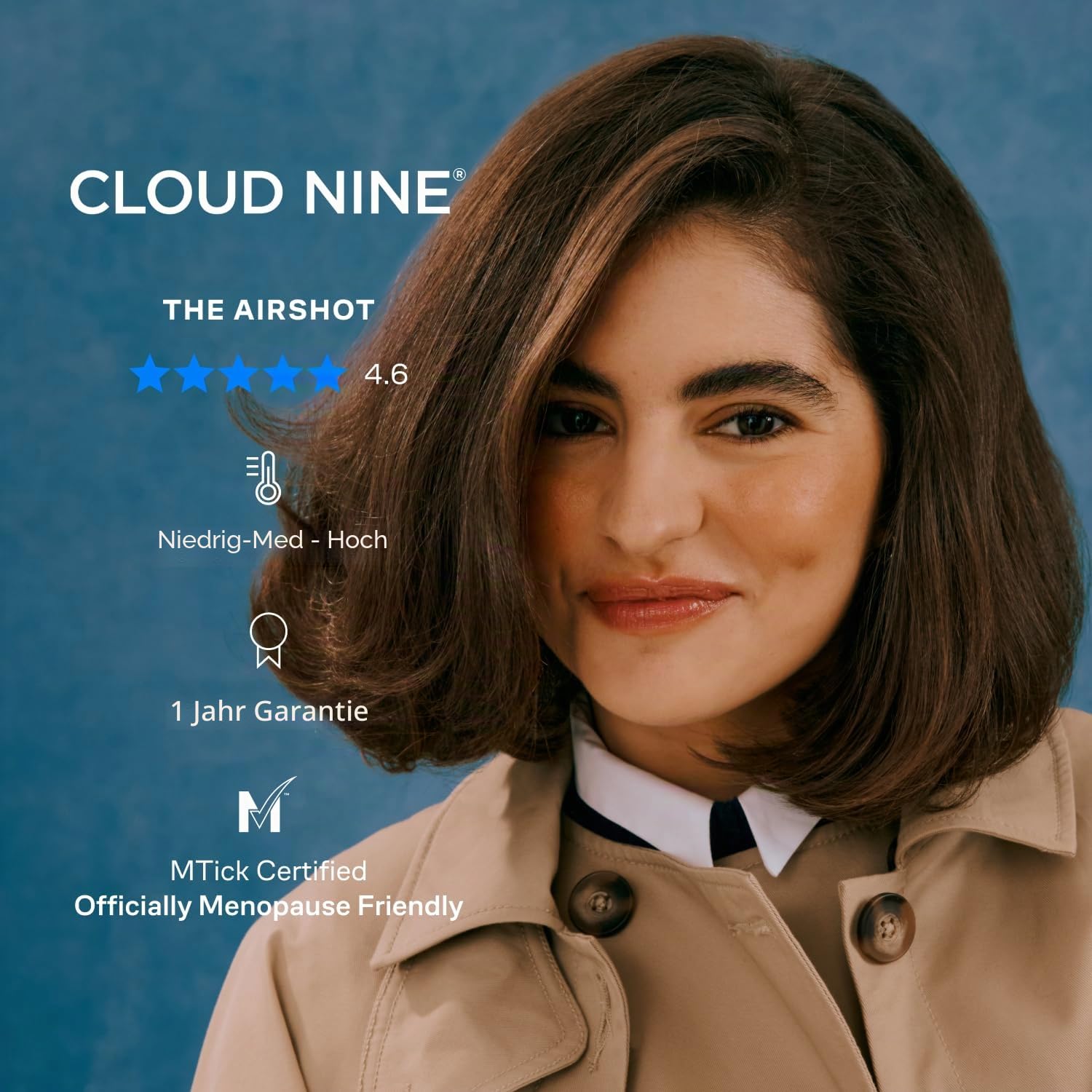 Cloud Nine Airshot Haartrockner, schneller 2000-W-Föhn, Anti-Frizz, Schwarz | Anti-Statik, 3 Temperatur-/Leistungsstufen, Cool-Shot, 2 Styling-Düsen, schnelles Trocknen, glattes Haar, alle Haartypen