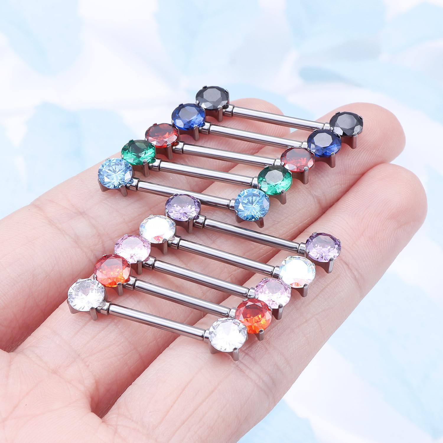 14G ASTM F136 Titanium Nipple Piercing Jewelry Shiny CZ Nipple Barbell Jewelry Internally Threaded G23 Solid Titanium Nipple Piercing Barbell Ring Jewelry for Women Men 14 Gauge - Image 4