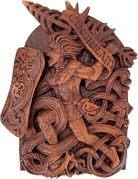 Dryad Design Cuchulain Wall Plaque - Wood Finish Celtic Warrior Home Decor